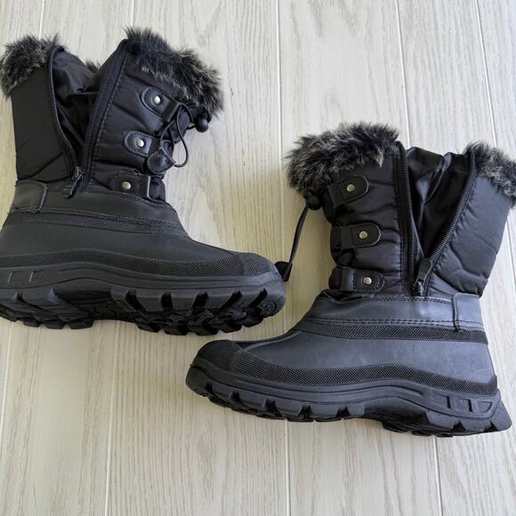 Dream Pairs Women’s Snow Boots Black Waterproof Fur Winter Size 6 - Picture 3 of 10